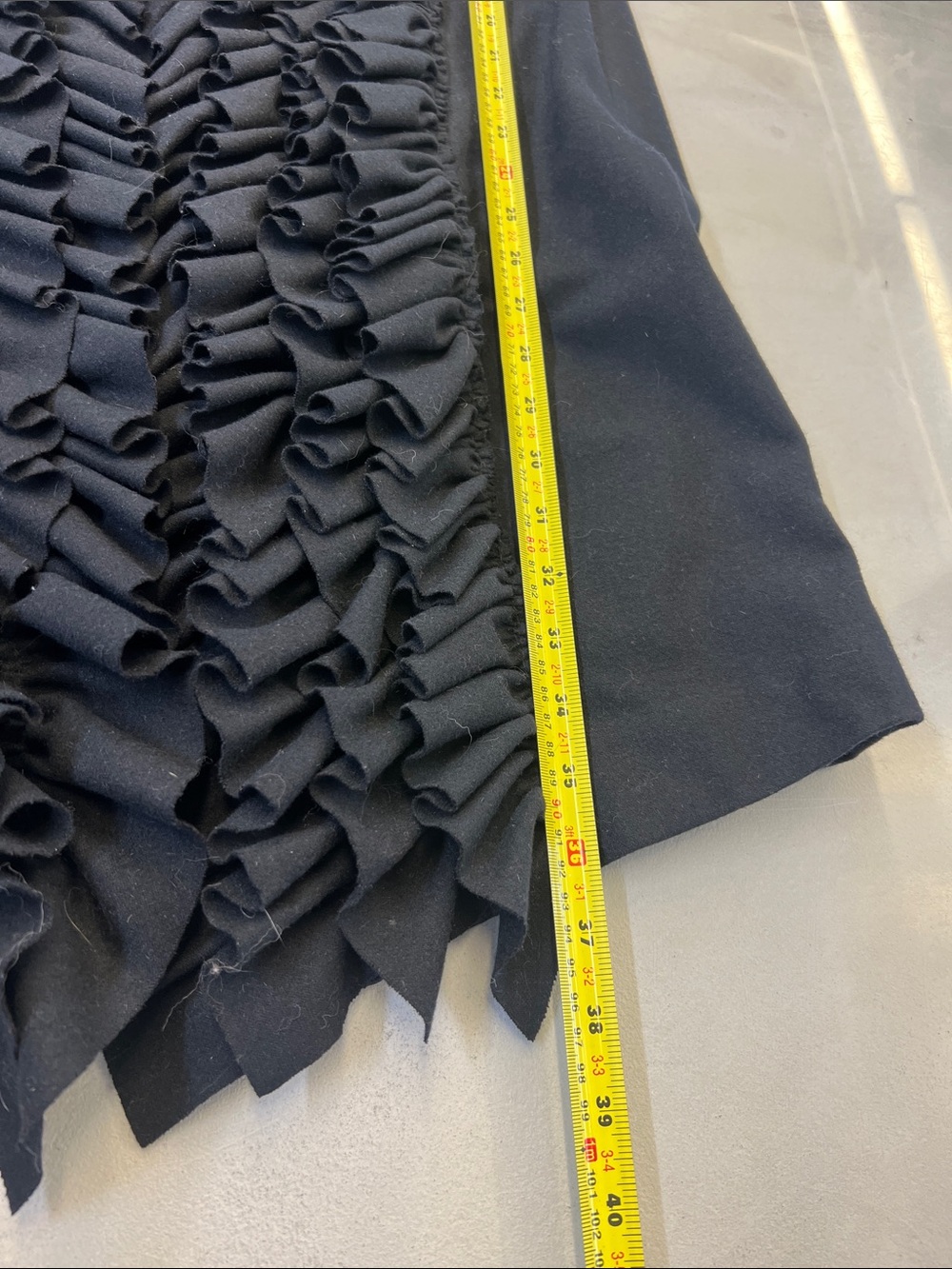 Black Ruffled Long Coat - Women's Jacket - Picture 3 of 3